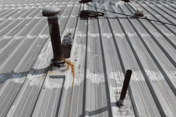 Metal roof with roof repairs